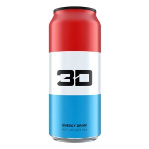 3D Energy Drink - 12 Cans, Red White and Blue (Freedom Popsicle)